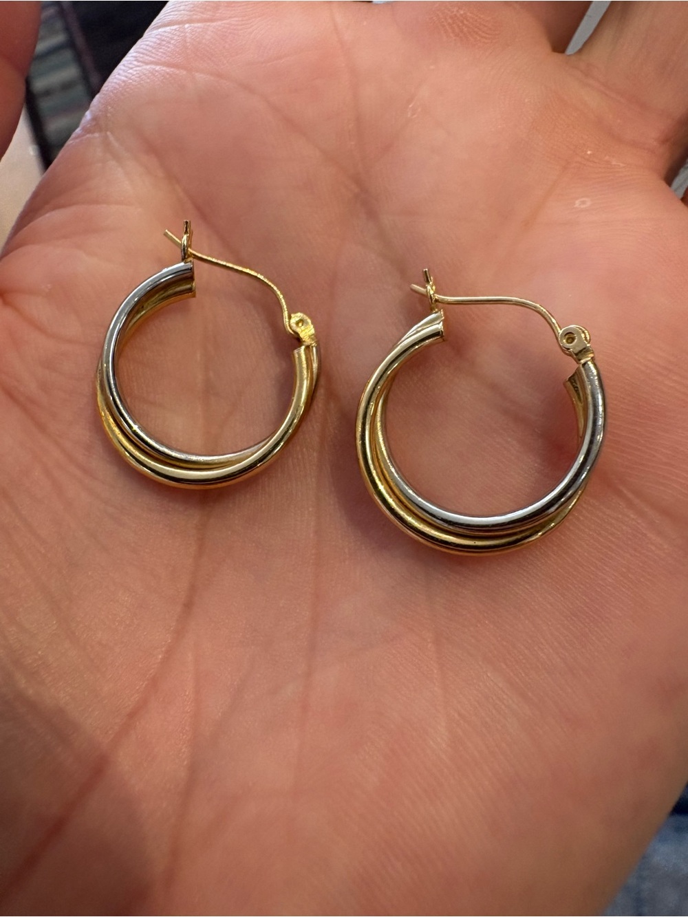 Two-Tone 14k Gold Hoop Earrings - Women Jewelry